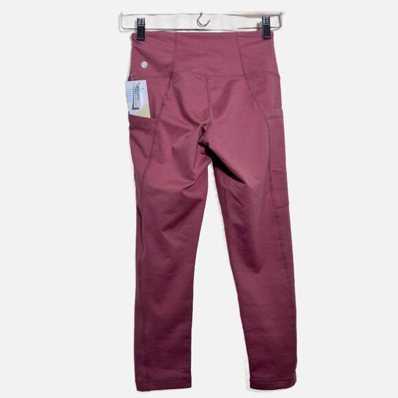 NWT Zella High Waist Daily Pocket Crop Leggings Purple Mesa Womens X-Small - Picture 2 of 9